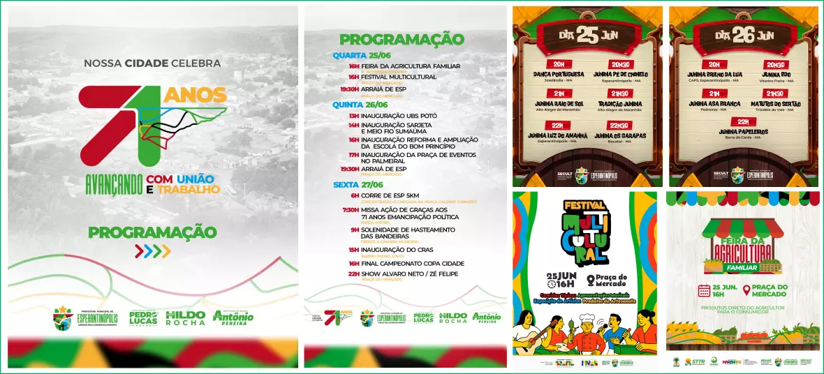 ESPERANTINÓPOLIS - 71 ANOS: PROGRAMAÇÃO RECHEADA TEM EVENTOS DE ESPORTE, CULTURA, SHOWS E INAUGURAÇÕES
